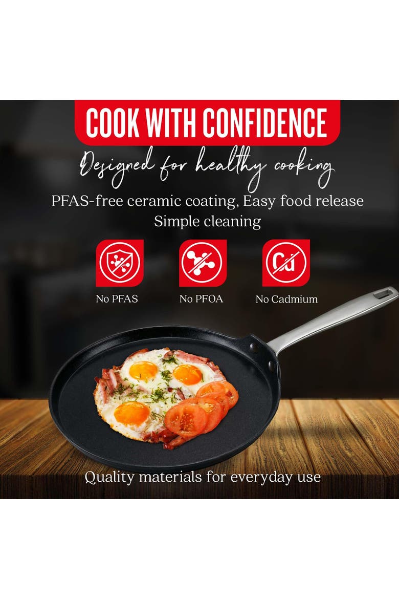 Maestro Ceramic Nonstick Pancake & Crepe Pan, 10", Alternate, color, Black