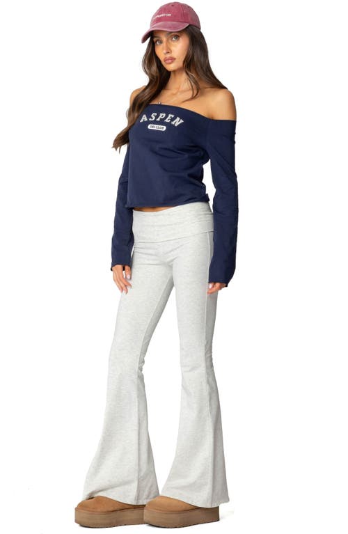 Edikted Ski Club Off The Shoulder Top In Navy