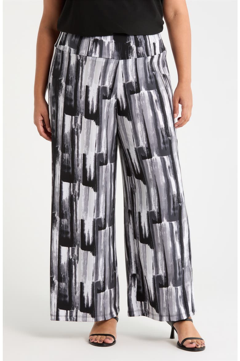 Abstract Print Wide Leg Pants, Main, color, BRUSHSTROKE