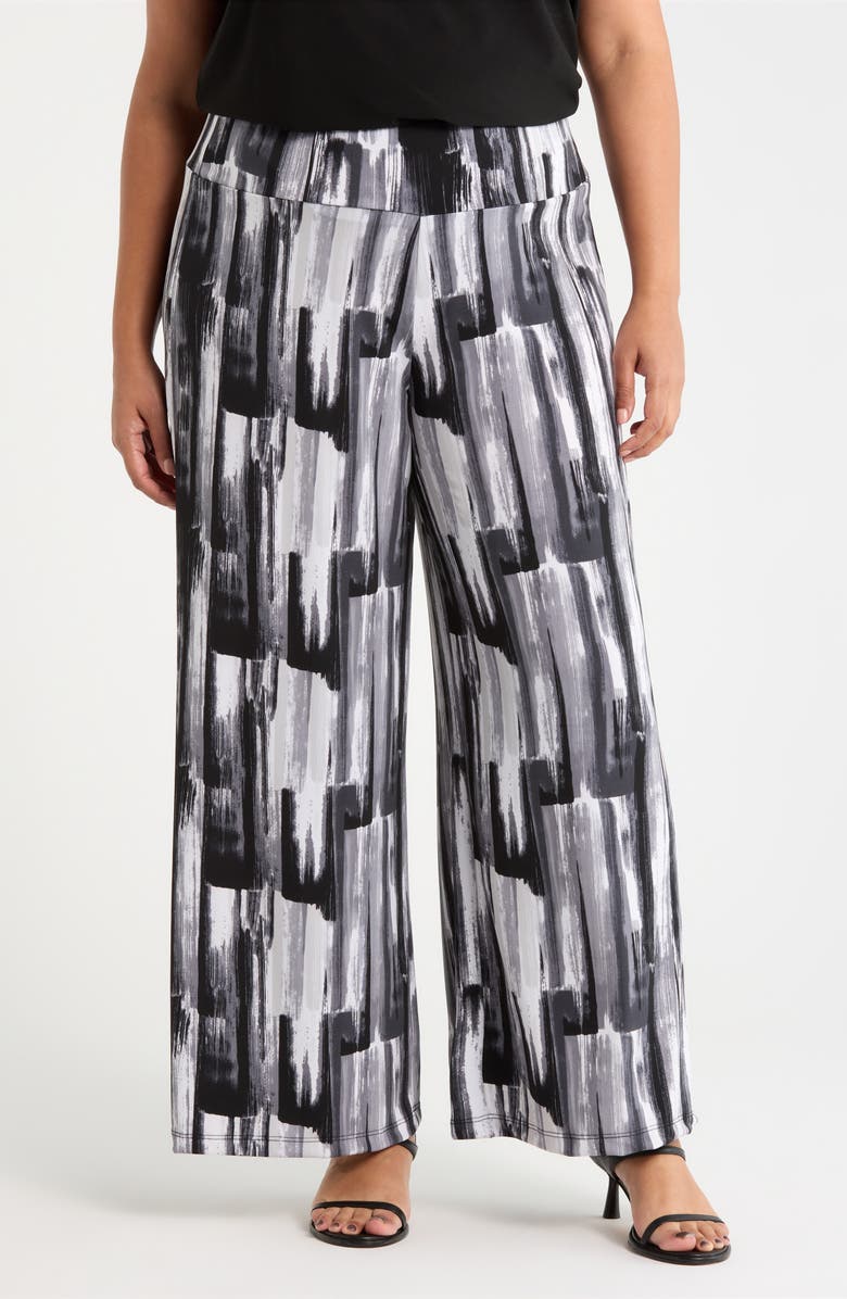 Vikki Vi Abstract Print Wide Leg Pants, Main, color, Brushstroke