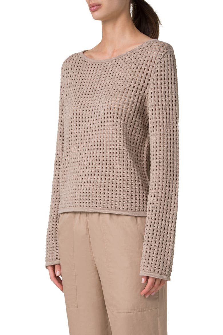 Boat Neck Dot Mesh Sweater, Alternate, color, BEIGE