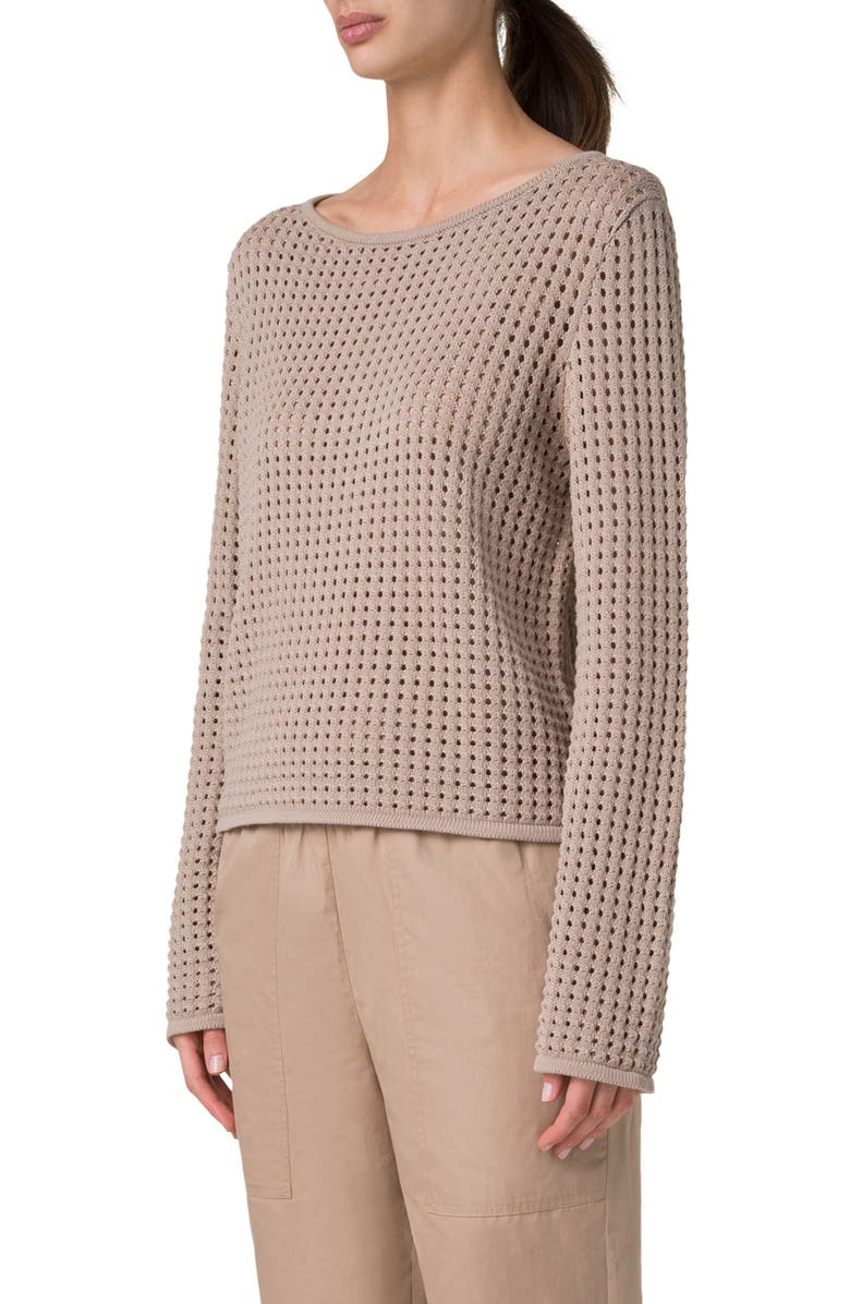 Akris punto Boat Neck Dot Mesh Sweater, Alternate, color,