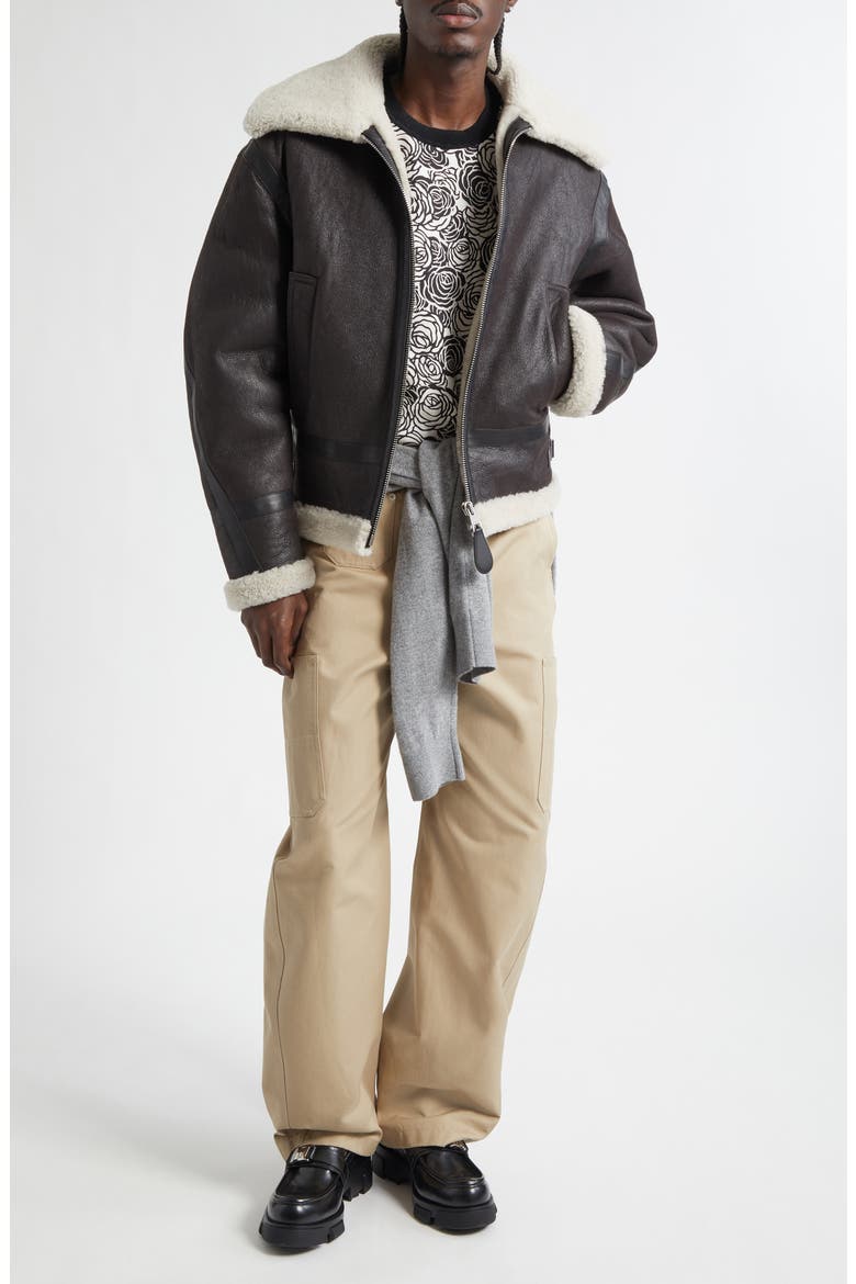 Genuine Shearling Liner Bomber Jacket, Alternate, color, DEEP BROWN