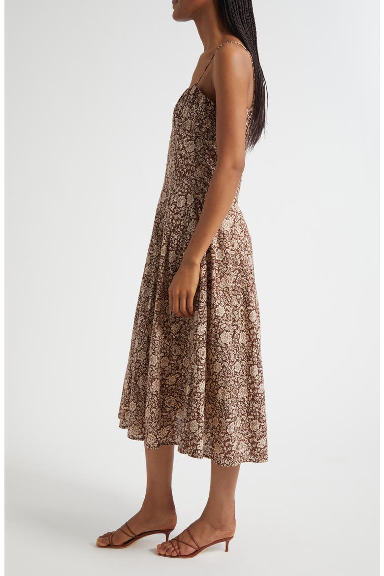 Tully Floral Pleated Cotton Midi Sundress, Alternate, color, COCOA FLORAL