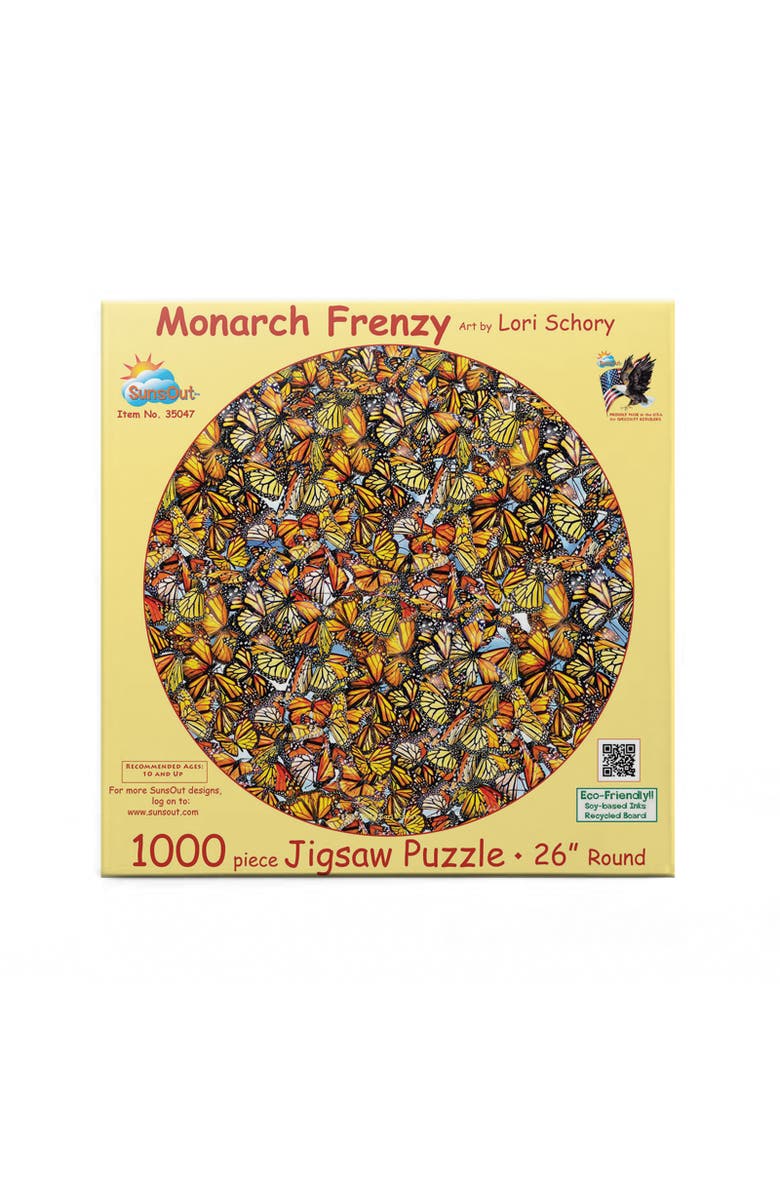 Sunsout Monarch Frenzy 1000 piece Jigsaw Puzzle for Adults Round, Alternate, color, Multicolor
