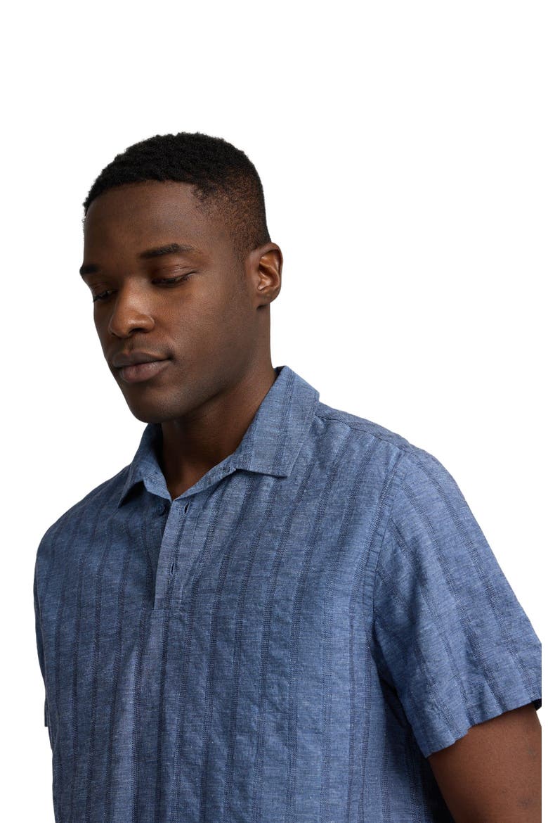 Cotton Linen Pop Over Polo Tee, Alternate, color, Navy
