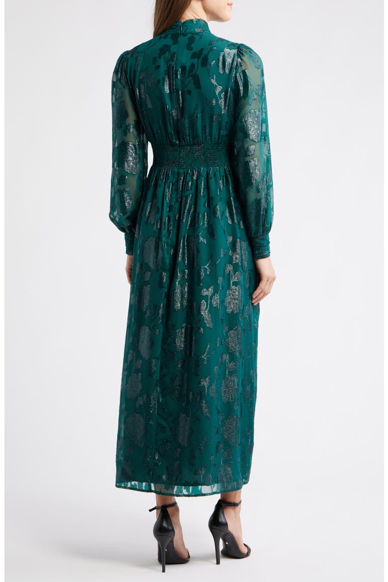 Metallic Floral Long Sleeve Dress, Alternate, color, MIDNIGHT PINE