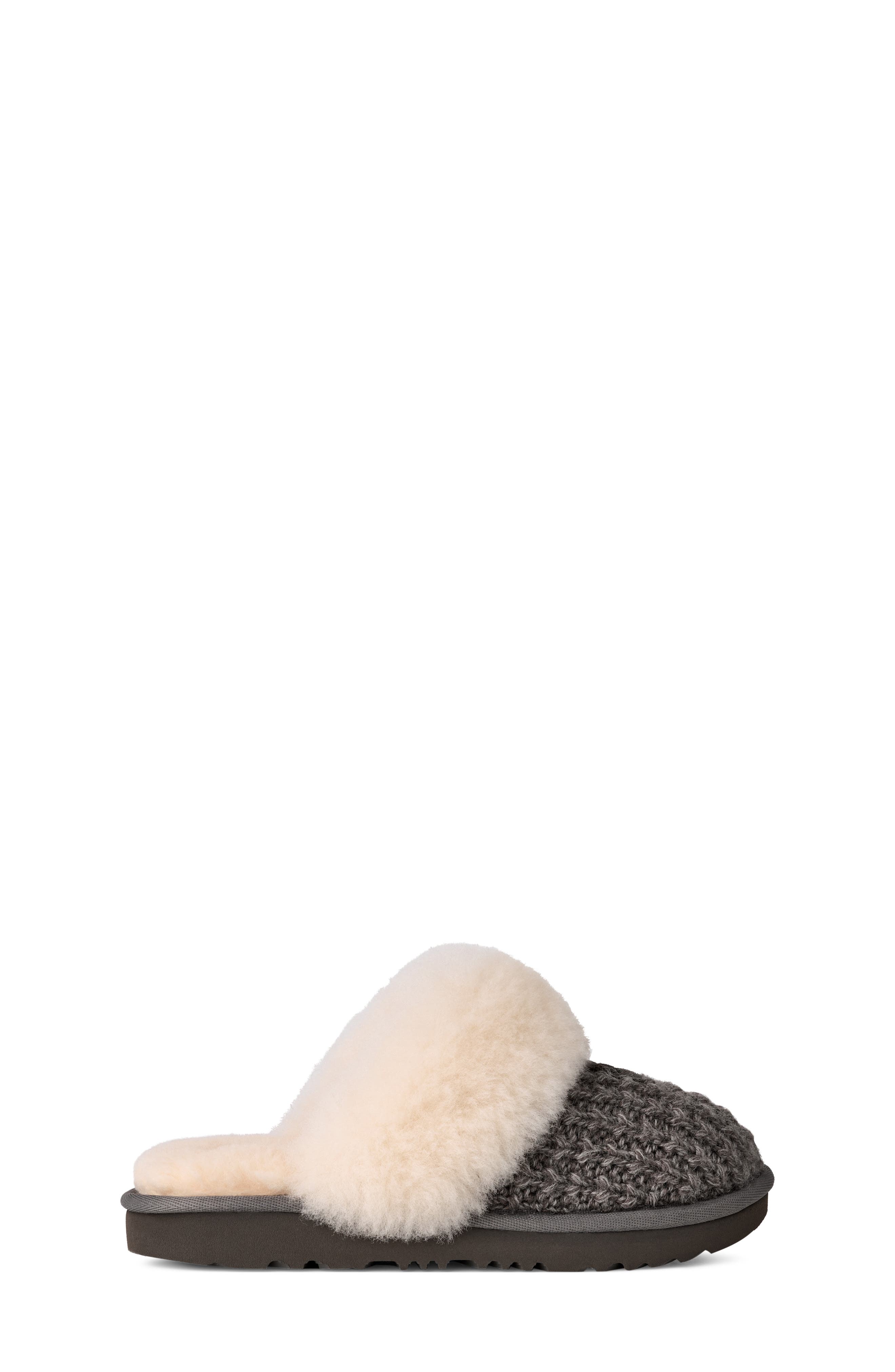 UGG<sup>®</sup> Kids' Cozy Knit II UGGplush<sup>™</sup> & Genuine Shearling Trim Slipper, Alternate, color, Charcoal