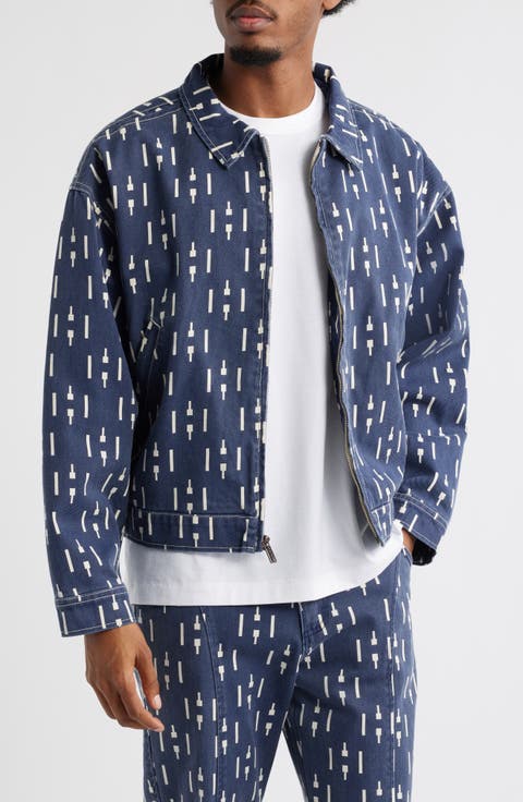 Print Denim Riding Jacket