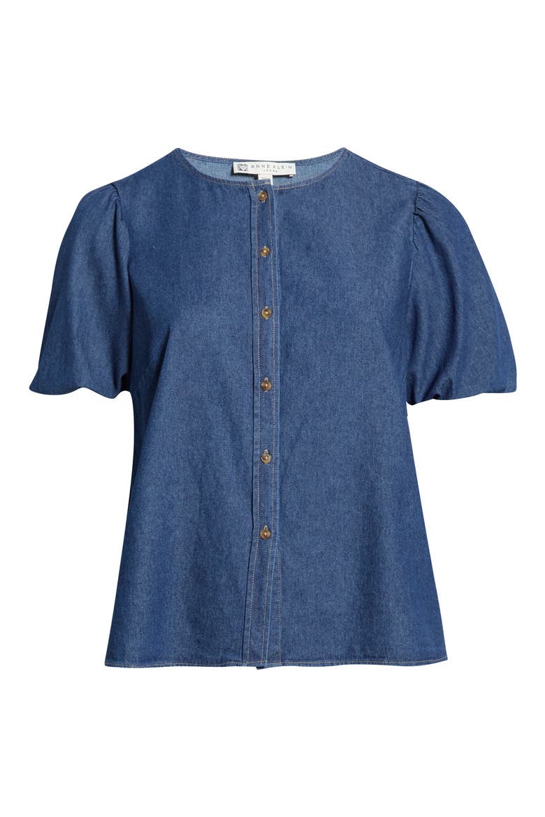 Puff Sleeve Denim Top, Alternate, color, ARIES WASH