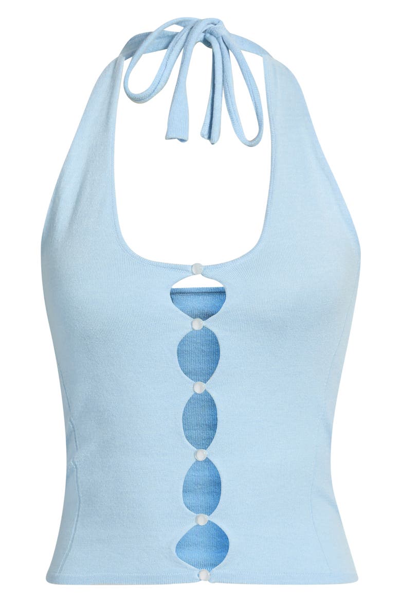 Melina Cutout Halter Top, Alternate, color, BLUE