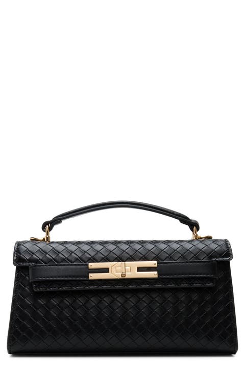 Ieriss Woven Faux Leather Top Handle Bag