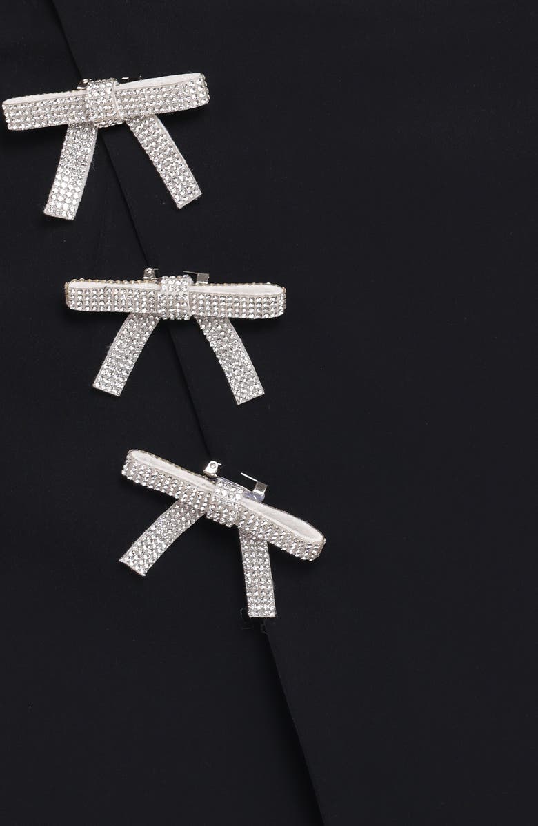 Petal & Pup Tyra Embellished Bow Wrap Miniskirt, Alternate, color, Black