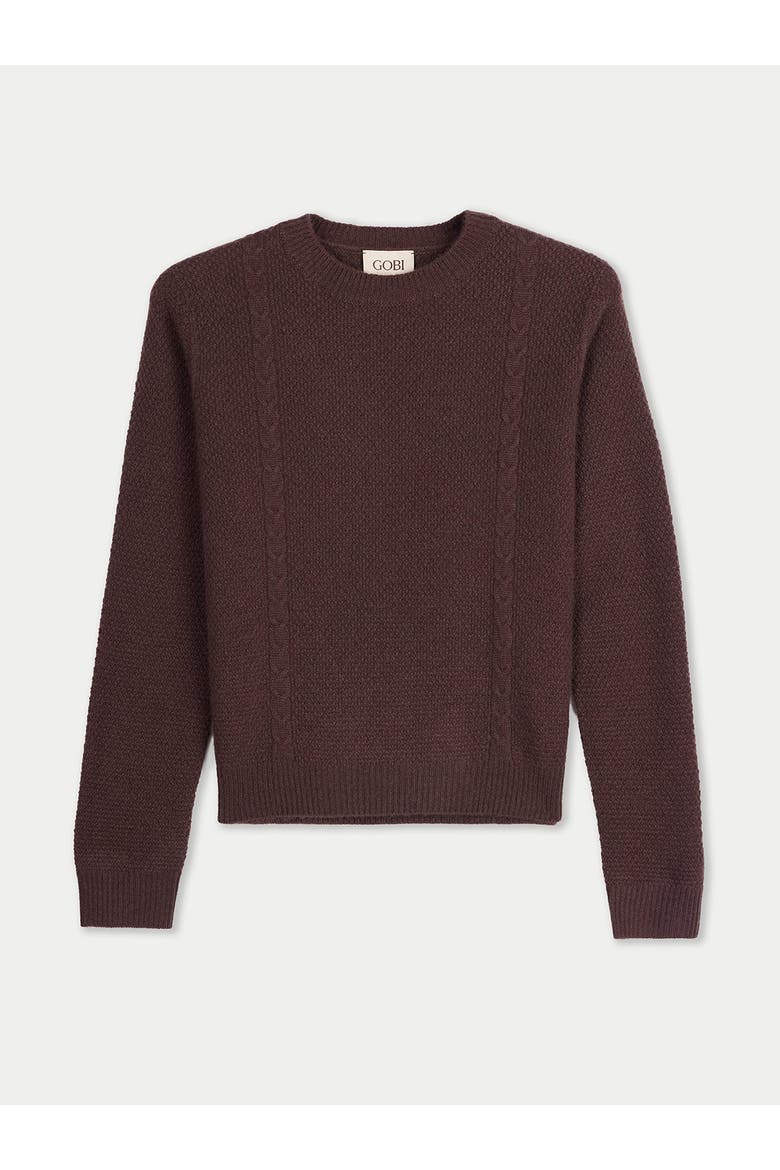 Cropped Crewneck Cashmere Sweater, Main, color, cocoa