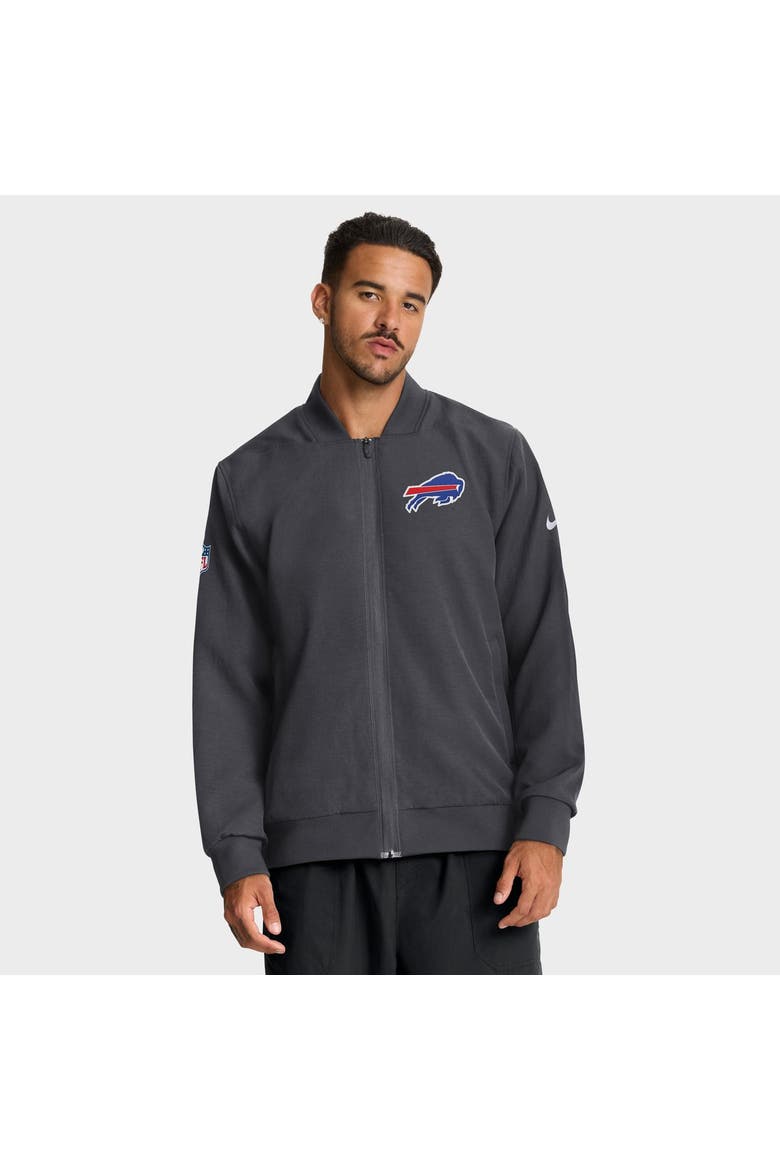 Men's Nike Anthracite Buffalo Bills Sideline Powerful Blocking Full-Zip Bomber Jacket, Main, color, Anthracite