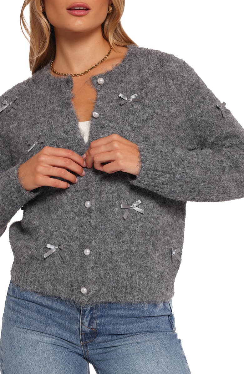 Petal & Pup Mellie Bow Cardigan, Alternate, color, Grey