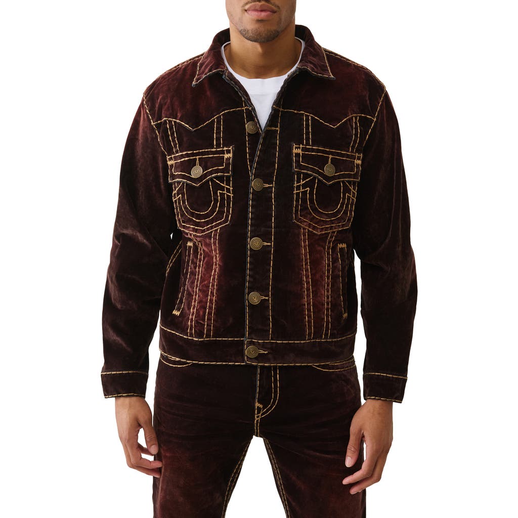 True Religion Men's Oversized Super T Velvet Jacket In Brown
