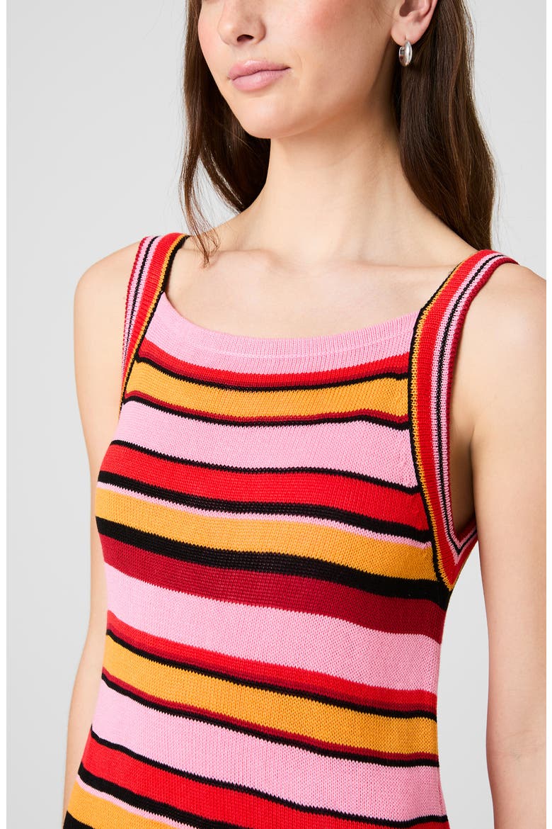 Motley Stripe Rib Tank Dress, Alternate, color, SUNKISSED ORANGE MULTI
