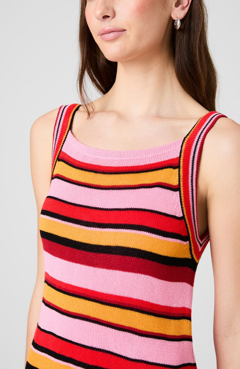 French Connection Motley Stripe Rib Tank Dress, Alternate, color, Sunkissed Orange Multi