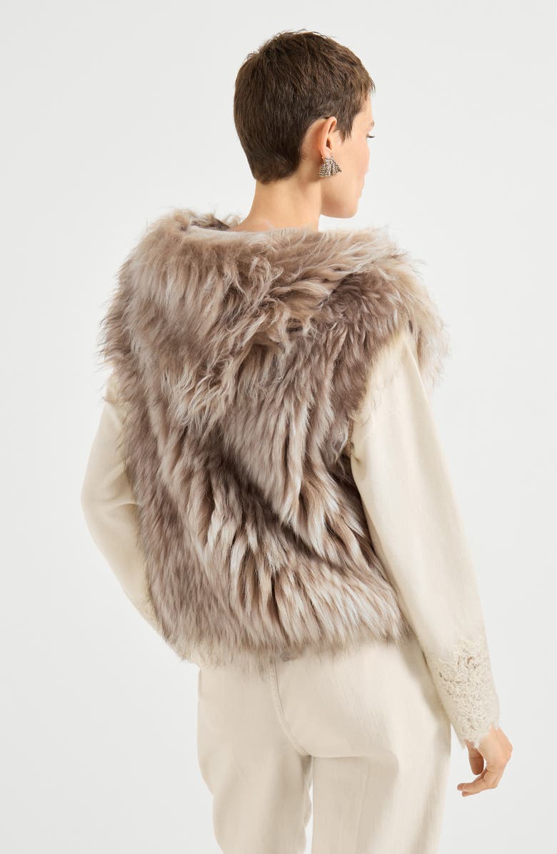 Brunello Cucinelli Cozy shearling vest, Alternate, color, Light Brown