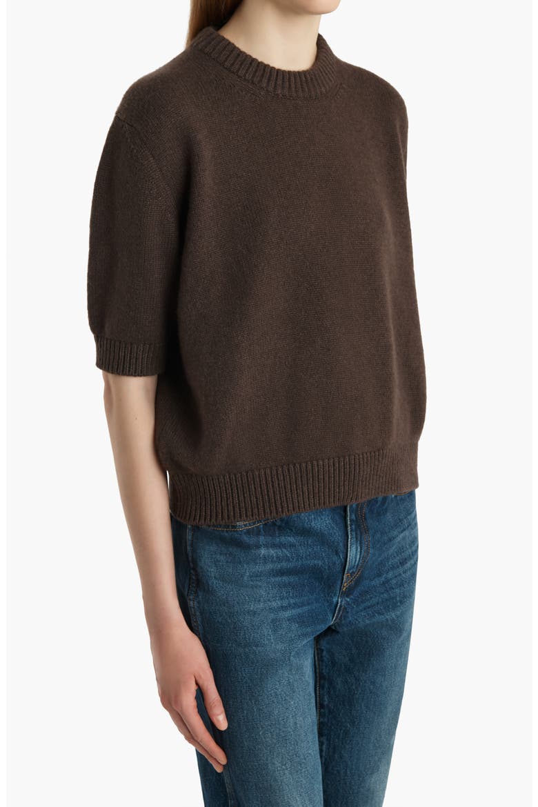 Davin Short Sleeve Cashmere Sweater, Alternate, color, COFFEE