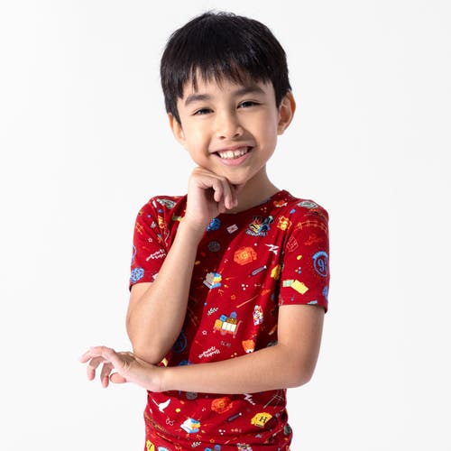 Bellabu Bear Kids Unisex Hogwarts Express 2-piece Short Sleeve & Shorts Pajama Set In Red