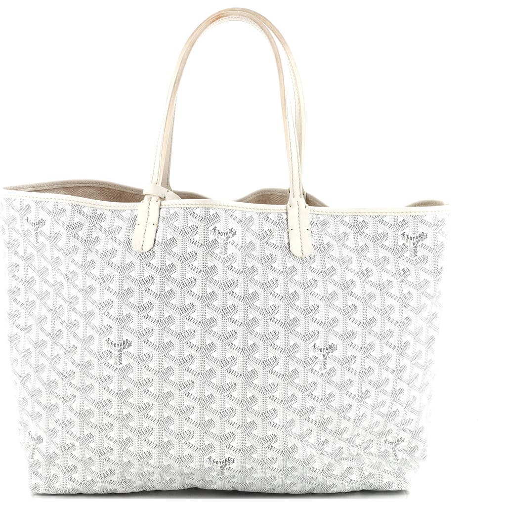 Pre-owned Goyard Goyard Saint Louis Tote Printed Coated Canvas Pm In White