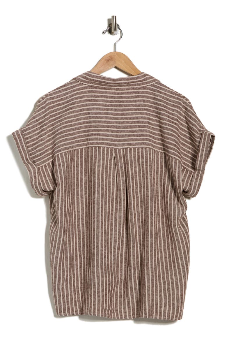 Cali Linen Blend Shirt, Alternate, color, EARTH ESSENCE BROWN STRIPE