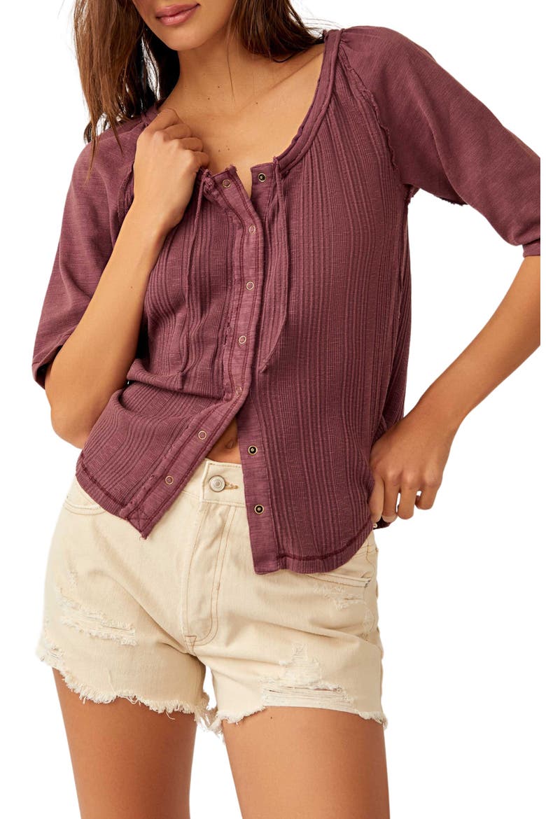 Daisy Snap-Up Top, Main, color, MAUVE WINE