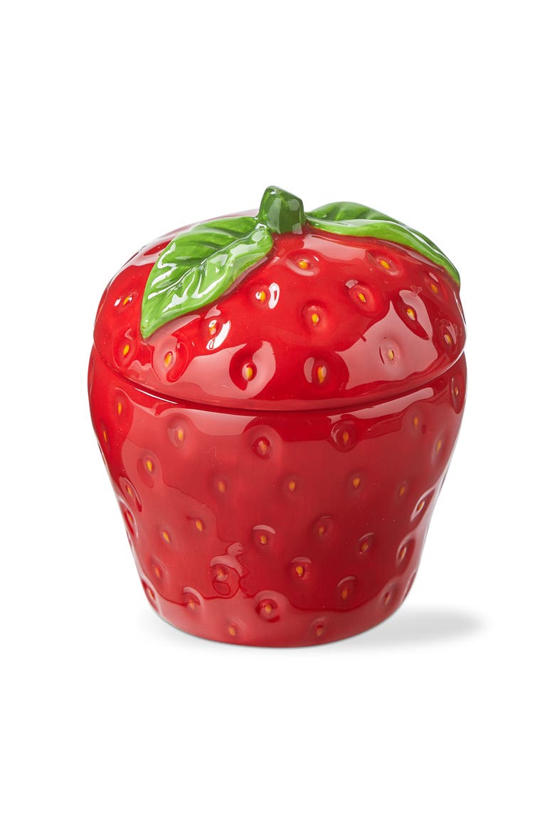 Strawberry Trinket Dish Red Multi Earthenware Summer, Main, color, Red