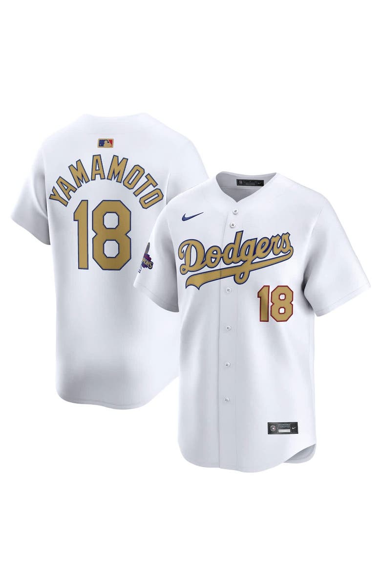 Nike Men's Nike Yoshinobu Yamamoto White Los Angeles Dodgers 2025 Gold Collection Limited Jersey, Alternate, color, 
