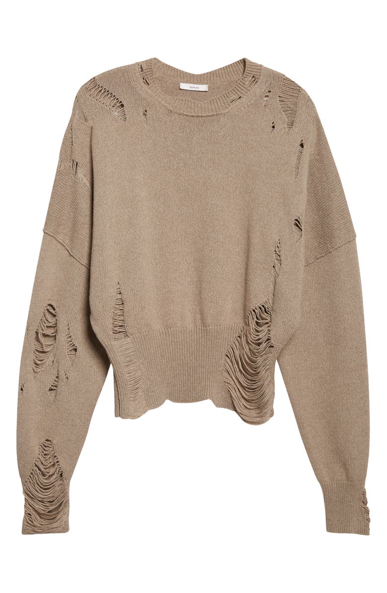 Haikure Marcy Ripped Wool & Cotton Sweater, Main, color, Doeskin