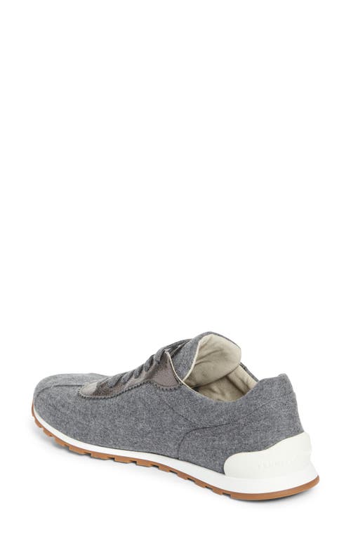 Brunello Cucinelli Mixed Media Runner Sneaker In Gray