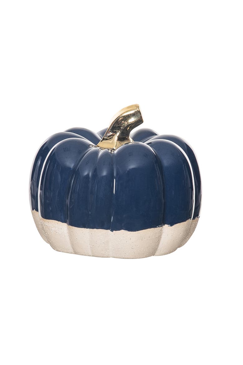 Blue & Khaki Large Pumpkin Figurine, Main, color, Beige