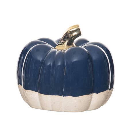 Blue & Khaki Large Pumpkin Figurine