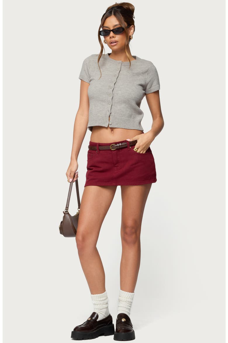 Camelia Low Rise Denim Miniskort, Alternate, color, BURGUNDY