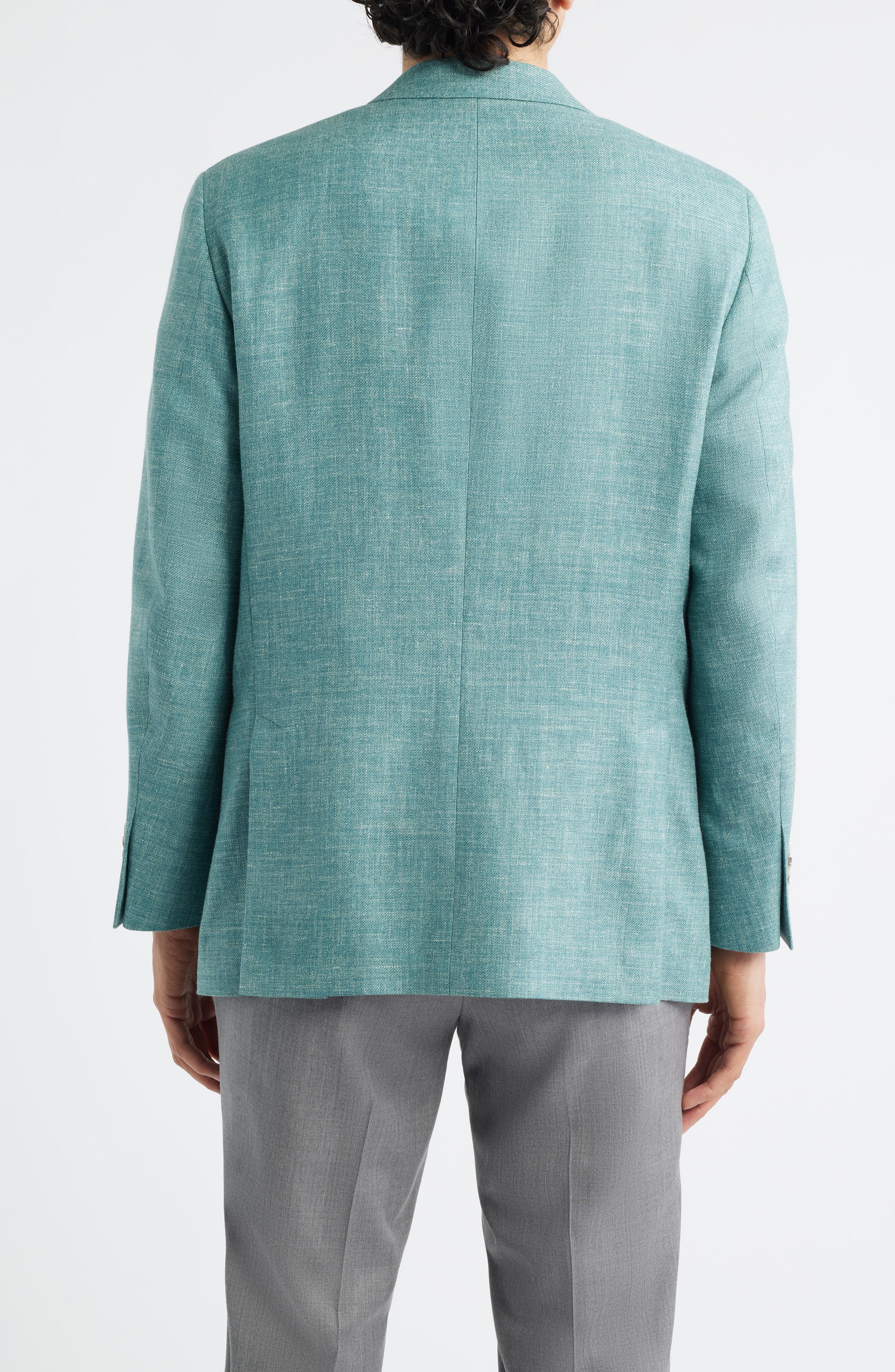 Hyperlight Soft Light Green Melange Silk & Linen Blend Sport Coat - image 2