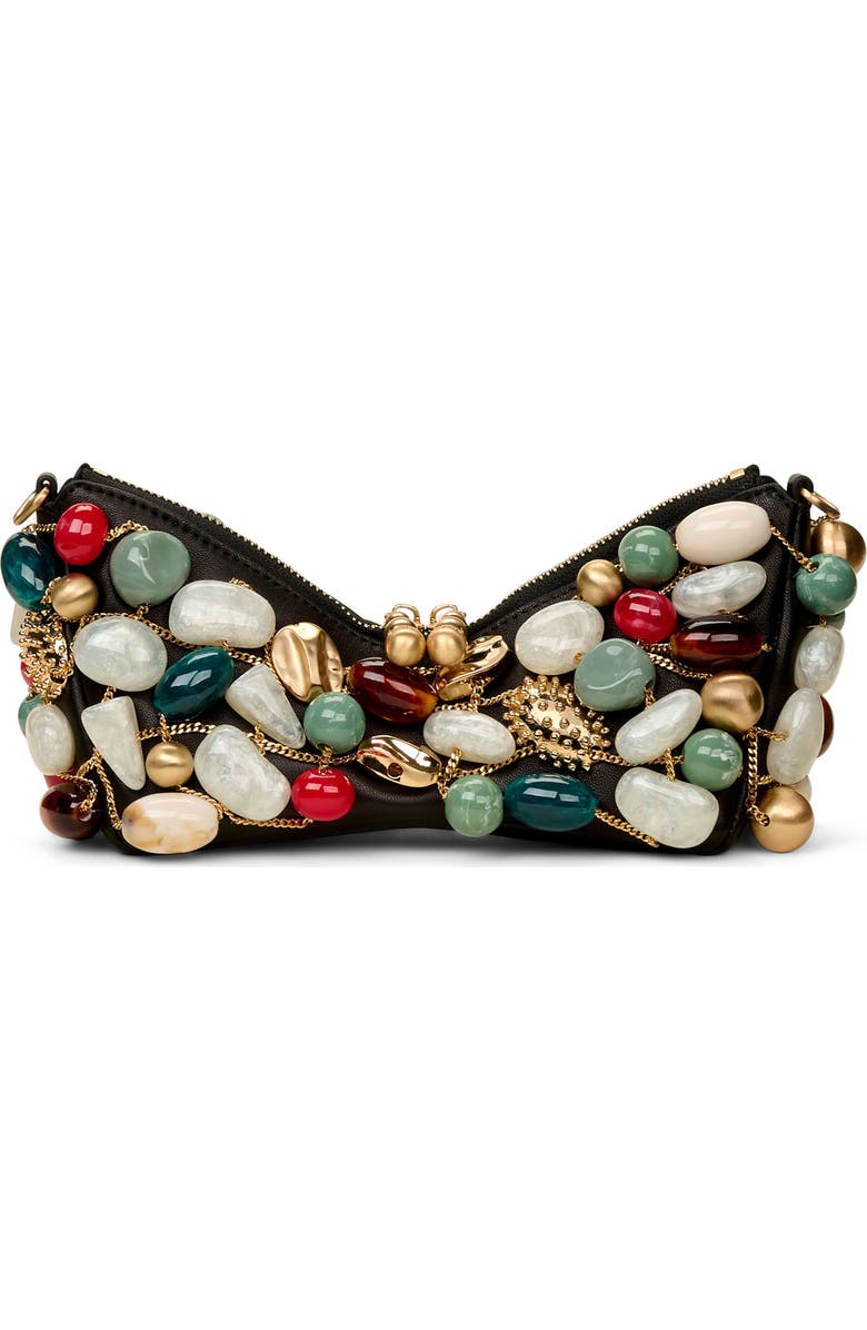 Cult Gaia Mercier Beaded Leather Clutch with Removable Shoulder Strap, Alternate, color,