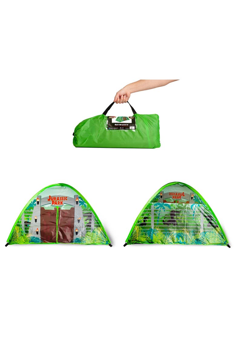 Jurassic Park Gates Indoor Bed Tent Pop-Up Canopy | 72 x 36 x 41 Inches, Alternate, color, Green