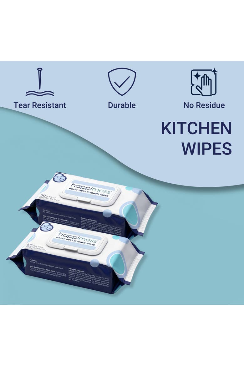 All-Purpose Multi Surface Heavy Duty Thick Kitchen Cleaning Wipes, Bleach Free, Extra Strong, Super Moist, Tough on Messes, Alternate, color, White