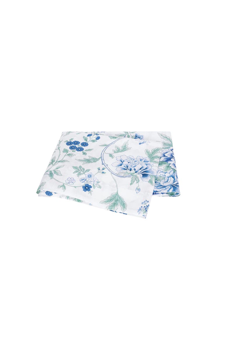 Simone Floral Print Linen Flat Sheet, Main, color, SEA
