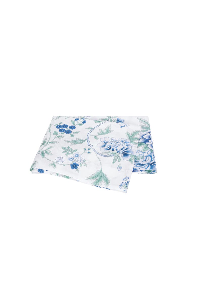 Matouk Simone Floral Print Linen Flat Sheet, Main, color,