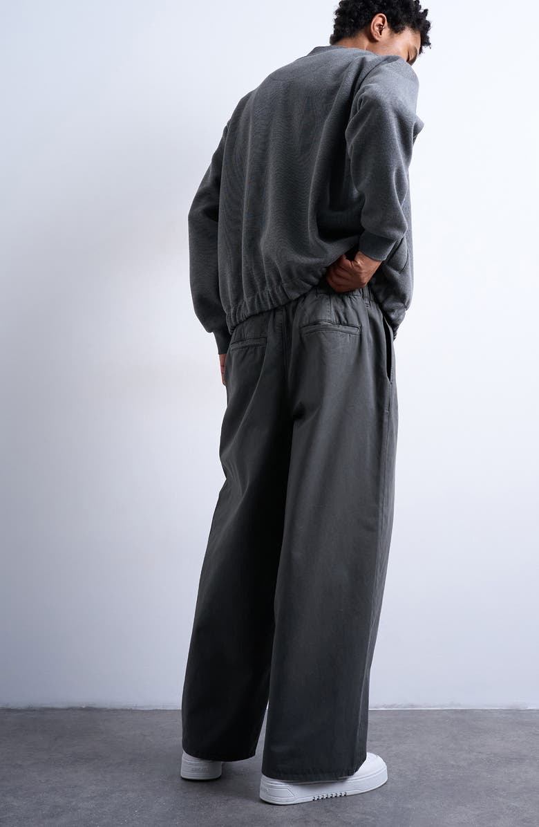 Topman Super Baggy Cotton Twill Wide Leg Pants, Alternate, color, Khaki