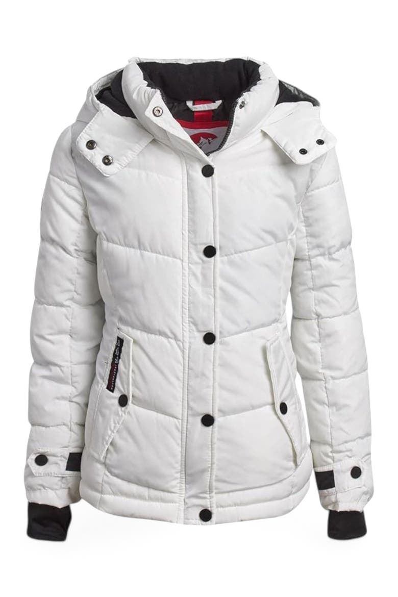 Girls' Quilted Heavyweight Winter Coat, Main, color, White
