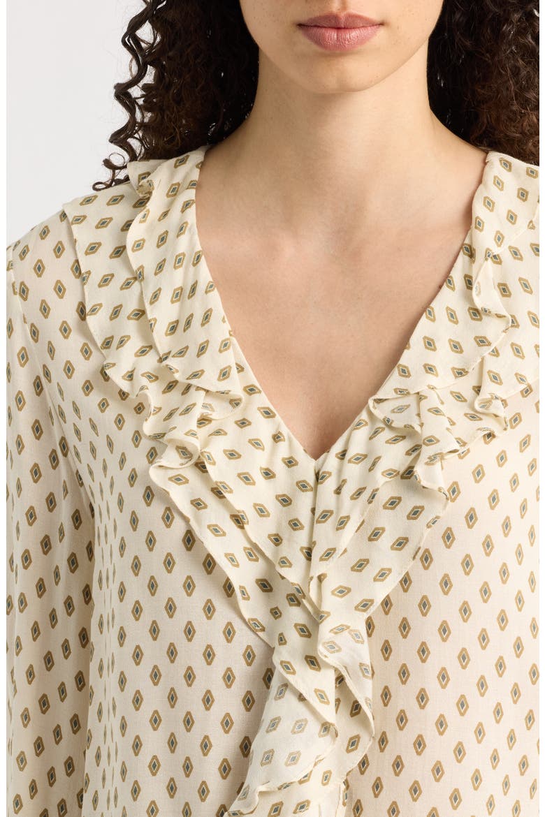 Donare Ruffle V-Neck Top, Alternate, color, WOOL WHITE