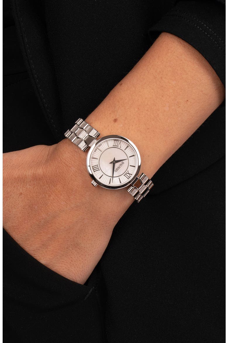 Mother-of-Pearl Stainless Steel Bracelet Watch, Alternate, color, STAINLESS STEEL