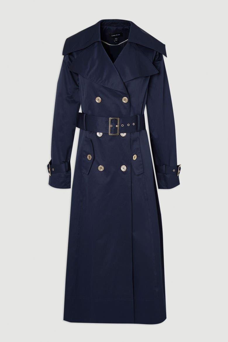 Cotton Sheen Belted Classic Trench Coat, Alternate, color, Navy