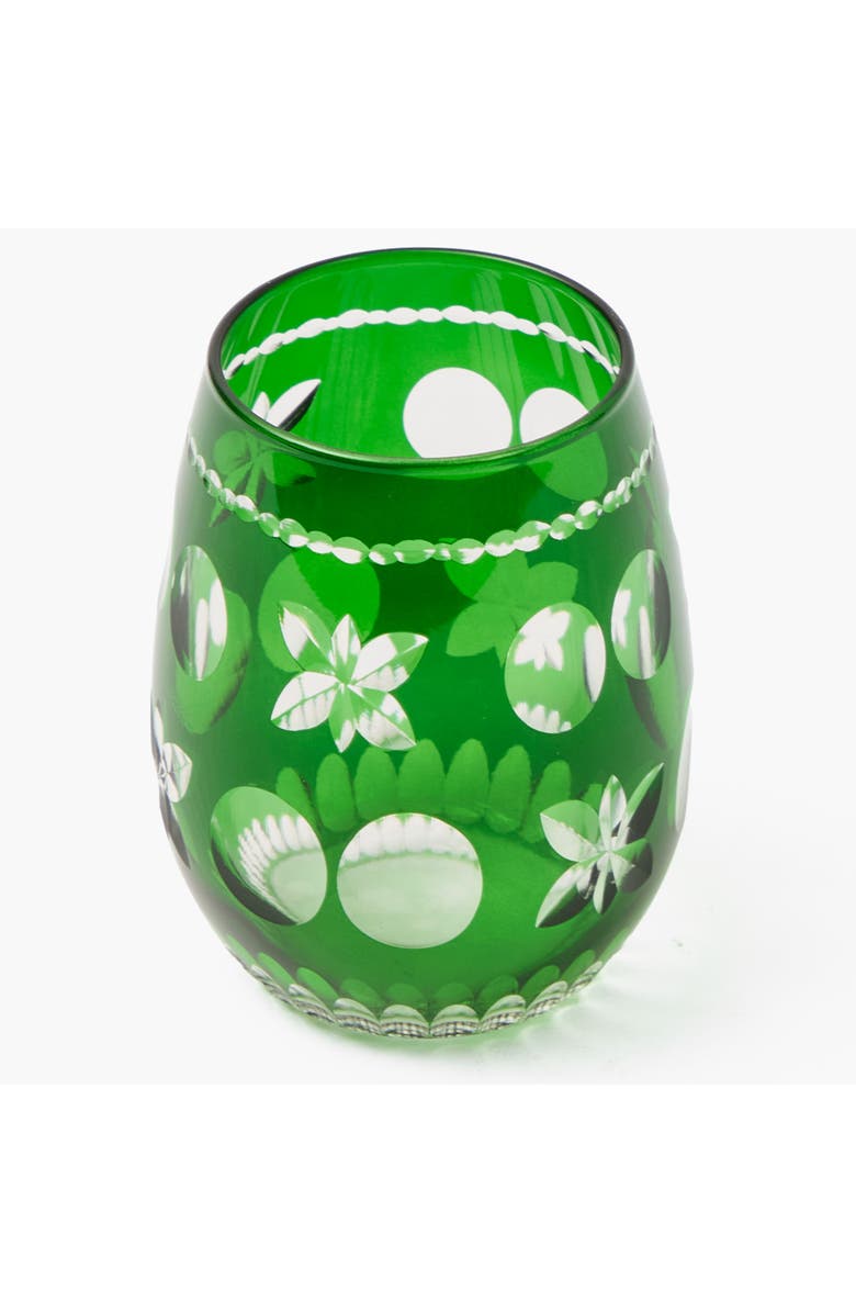 Mrs. Alice Anita Engraved Water Glasses, Alternate, color, Green