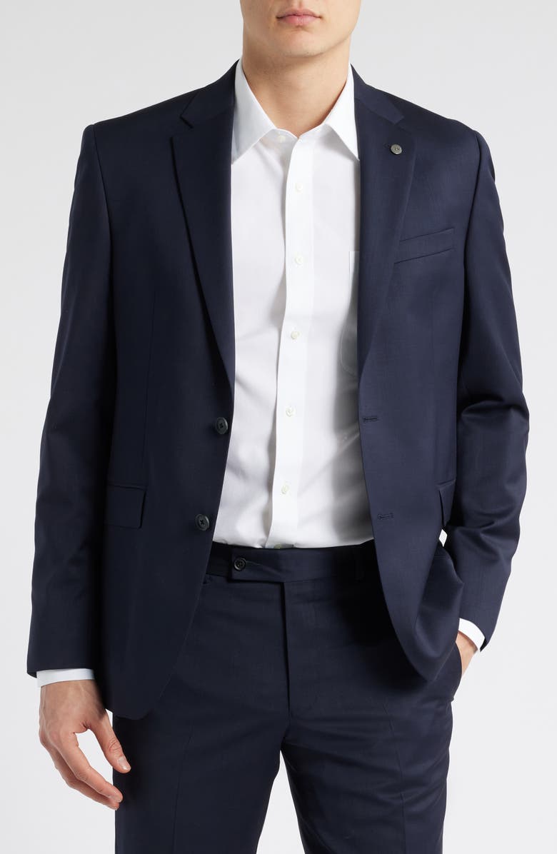 AllSaints Ross Slim Fit Navy Stretch Wool Sport Coat, Main, color, Navy