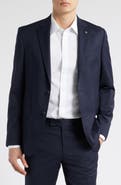 AllSaints Ross Slim Fit Navy Stretch Wool Suit Jacket